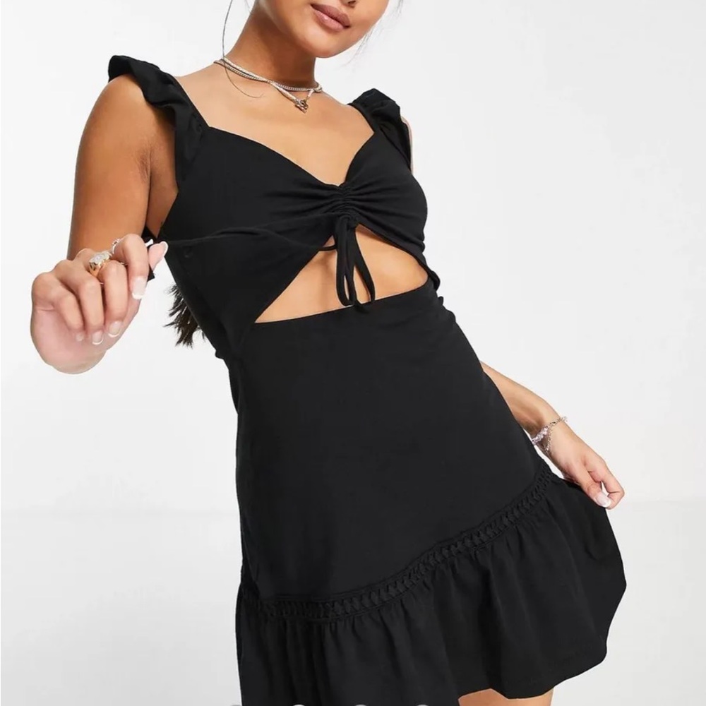 ASOS Petite Ruffle Sleeve Mini Dress - Picture 2 of 10
